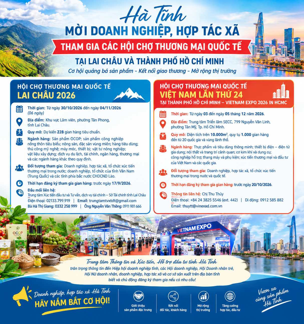 Mời doanh nghiệp, hợp tác xã tham gia các hội chợ thương mại tại Lai Châu và TP. Hồ Chí Minh
