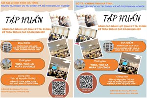 Mời tham gia tập huấn về quản lý tài chính, kế toán cho doanh nghiệp trên địa bàn tỉnh